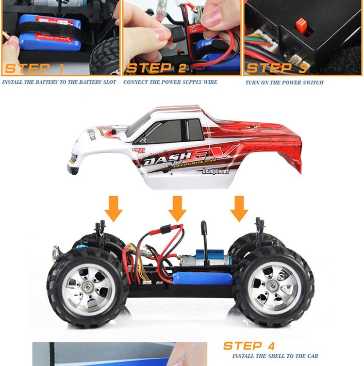 BUGGY RADIO CONTROL, A979B VORTEX 70 KM/H 1/18 ESCALA 2.4G 4WD ELÉCTRICO - Imagen 4