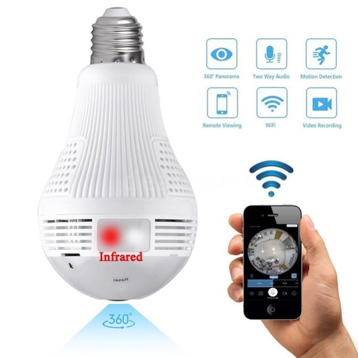 CAMARA AMPOLLETA MONITOREO VISION 360 HD WIFI
