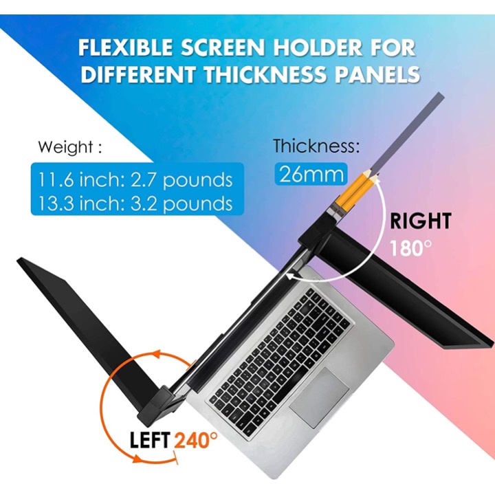MONITOR EXTERNO PORTATIL DE TRIPLE PANTALLA USB C MONITOR COMPATIBLE CON PC HD 1080P IPS DE 10 A 14,6 PULGADAS. PANTALLA DE 11,6 PULGADAS - Imagen 4