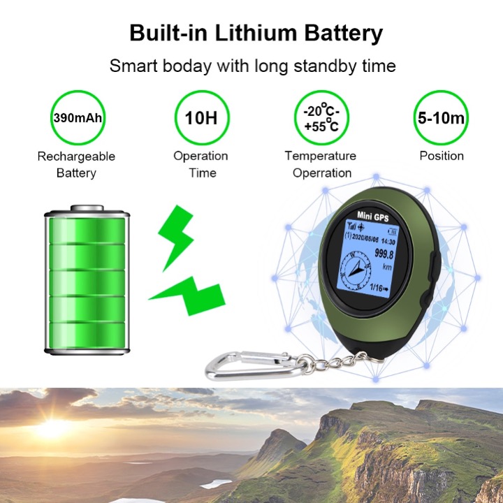 MINI RECEPTOR DE NAVEGACION GPS PORTATIL LOCALIZADOR DE UBICACION USB RECARGABLE CON BRUJULA ELECTRONICA PARA VIAJES AL AIRE LIBRE - Imagen 8